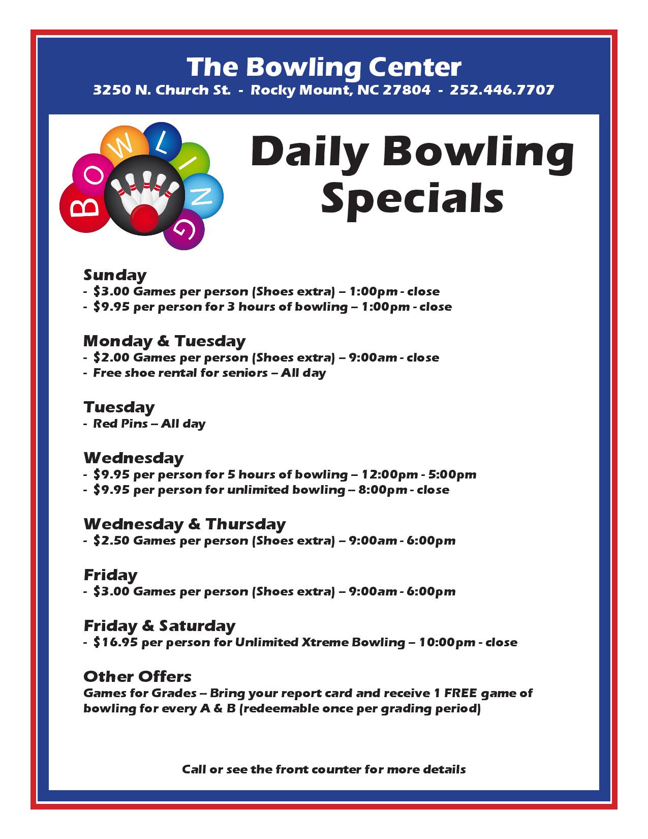 rocky mount bowling alley coupons